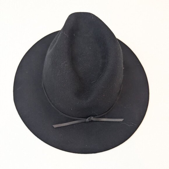 Brixton Wesley Wool Felt Floppy Fedora Hat in Black, Sz L (7.5\